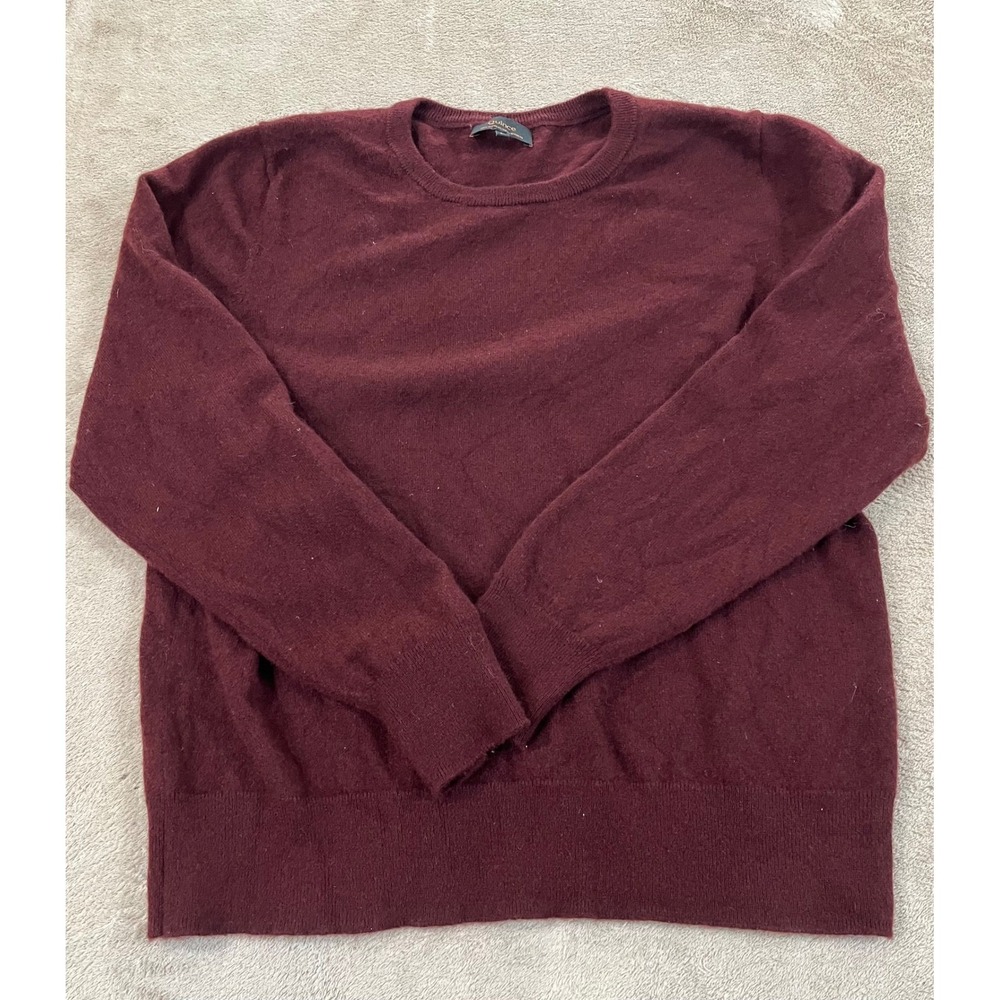 Quince Mongolian Cashmere Sweater Women Size Large Burgundy Crewneck EUC